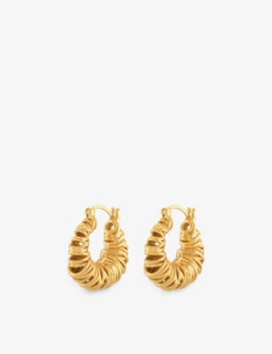 Shyla Womens Gold Biaritz Squiggle 22ct Yellow Gold-plated Sterling Silver Hoop Earrings In Gold
