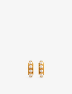 Shop Shyla Rosalia 22ct Yellow Gold-plated Sterling-silver And Freshwater Pearl Earrings