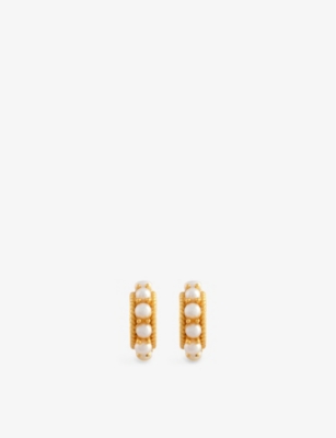 SHYLA: Rosalia 22ct yellow gold-plated sterling-silver and freshwater pearl earrings