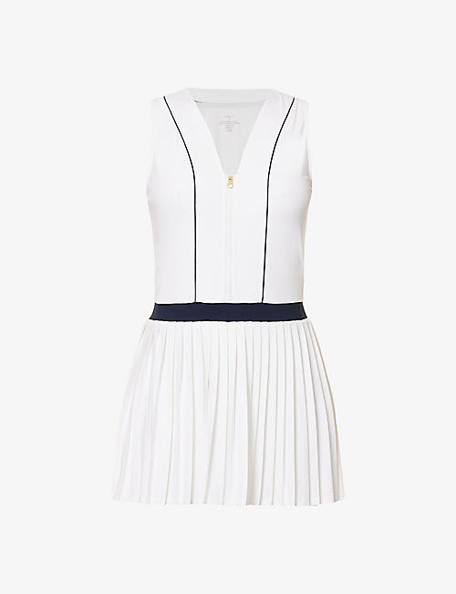 VARLEY: Downing pleated stretch-woven mini court dress