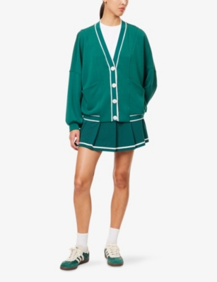 VARLEY WOMENS VARLEY DECKER CONTRAST-PIPING STRETCH-JERSEY CARDIGAN 