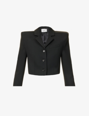 Coperni Womens Black Black Power Cropped Stretch-woven Jacket In Black Black