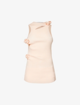 Coperni Cut-out Detail Ribbed Minidress In Peach Peach