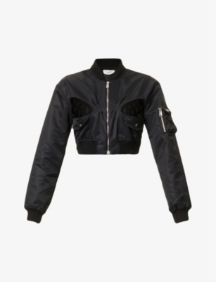 Off-White c/o Virgil Abloh Zip Over Lea Bomber Jacket in Black for