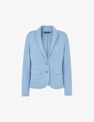 Whistles Womens Blue Slim-fit Single-breasted Cotton-jersey Jacket In Blue