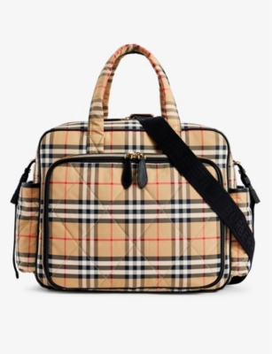 BURBERRY: Logo-print shell changing bag