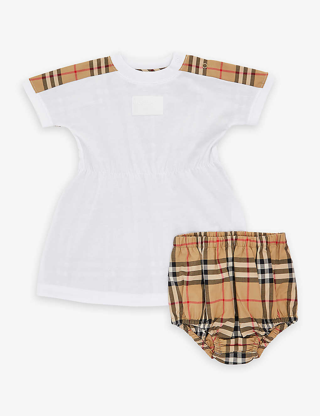 Burberry Babies' Checked Cotton Dress And Bloomers 1-18 Months In White