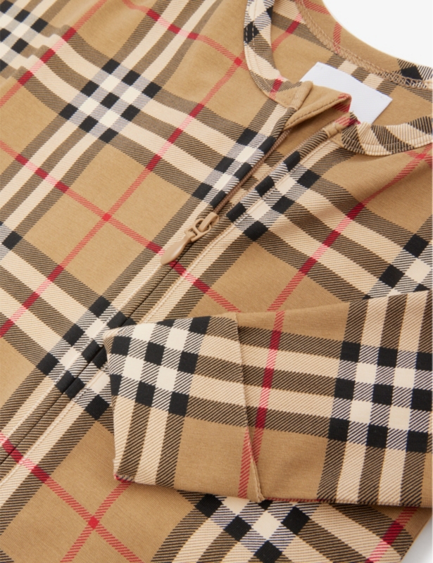 Claude checked stretch-cotton romper and beanie set 1-6 months