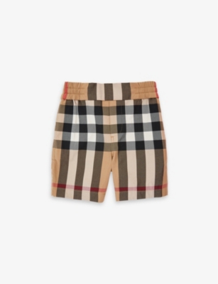 BURBERRY: Halford checked cotton shorts 6 months-2 years