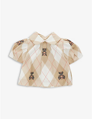 BURBERRY: Ada brand-print regular-fit stretch-cotton top 6 months-2 years