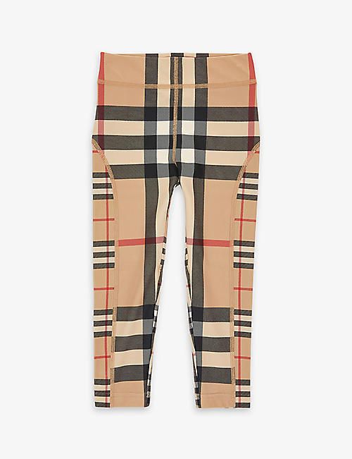 BURBERRY: Isabella checked stretch-woven leggings 3 years