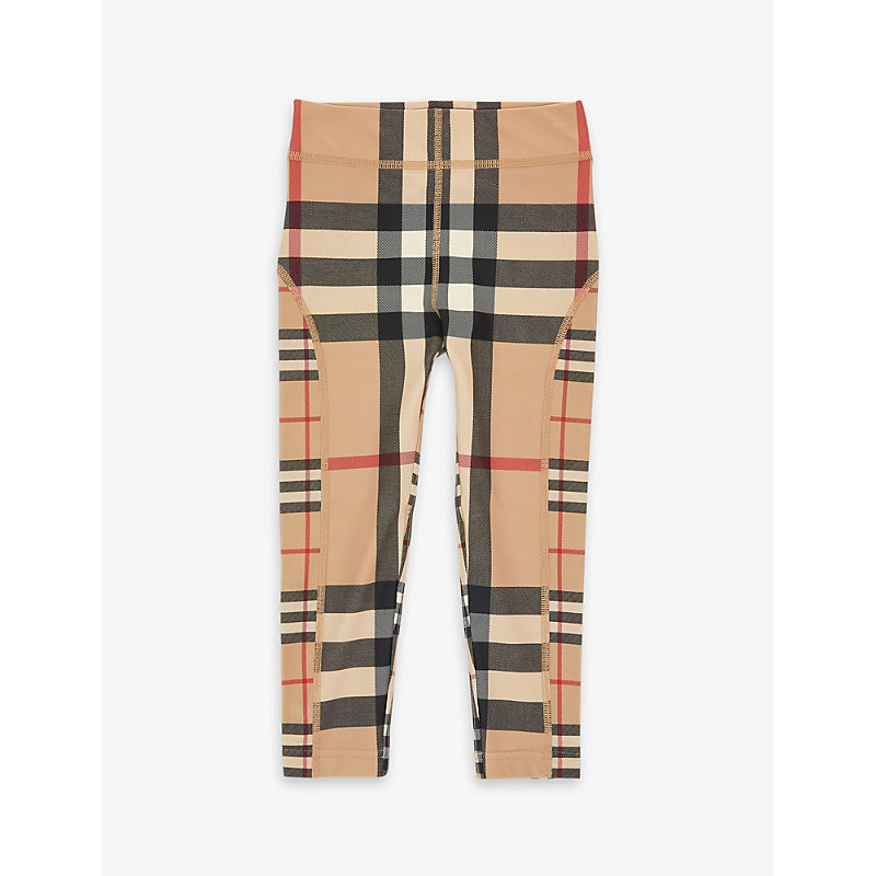 Burberry Kids' Isabella Checked Stretch-woven Leggings In Archive Beige Ip Chk