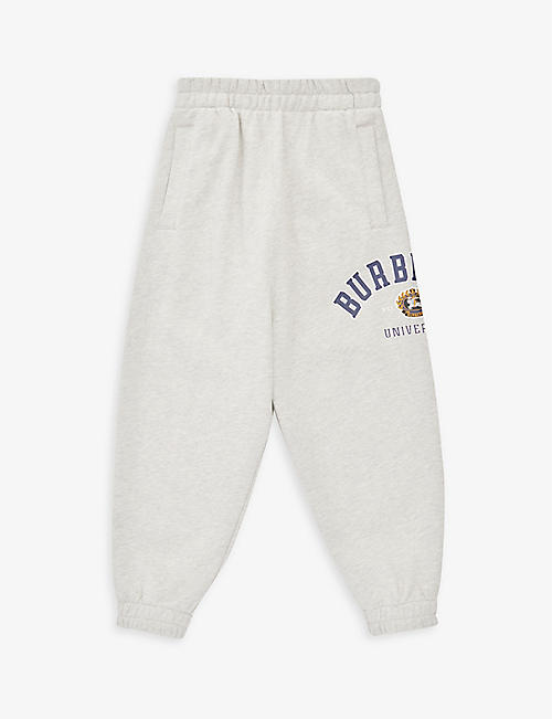 BURBERRY: Bonny brand-print elasticated-waist cotton-jersey jogging bottoms 4-14 years