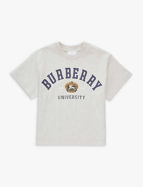 BURBERRY: Aldith brand-print short-sleeve cotton T-shirt 4-14 years