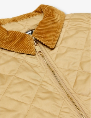 Shop Burberry Girls Archive Beige Kids Otis Corduroy-collar Woven Jacket 3-14 Years