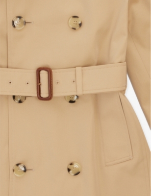 Shop Burberry Girls Honey Kids Mayfair Cotton Trench Coat 8-14 Years In Yellow