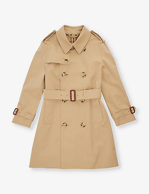 BURBERRY: Mayfair cotton trench coat 8-14 years