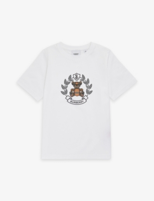 Burberry Kids' Log-crest Cotton-jersey T-shirt 3-8 Years In White
