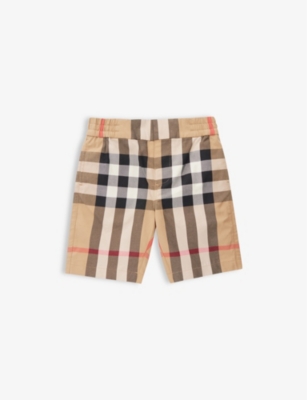 BURBERRY: Halford check-pattern elasticated-waist cotton shorts 4-14 years
