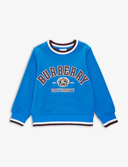 BURBERRY: College brand-text regular-fit cotton-jersey sweatshirt 4-14 years