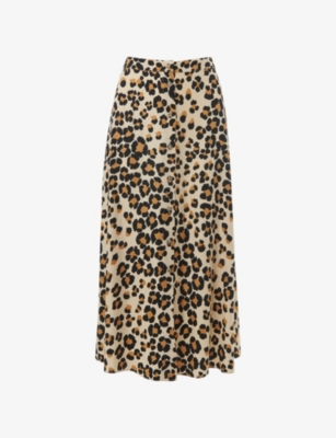 Leopard print midi 2024 skirt with buttons