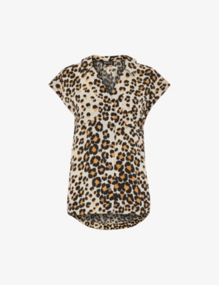 WHISTLES: Leopard-print open-collar woven shirt