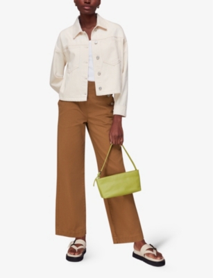 Whistles Emily Cotton Button Front Trousers In Cream