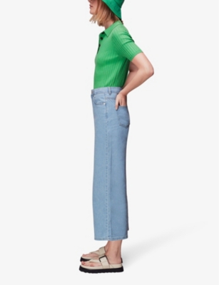 Shop Whistles Women's Cropped Wide-leg Mid-rise Denim Jeans