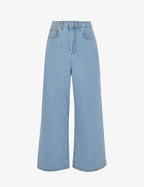 WHISTLES: Cropped wide-leg mid-rise denim jeans