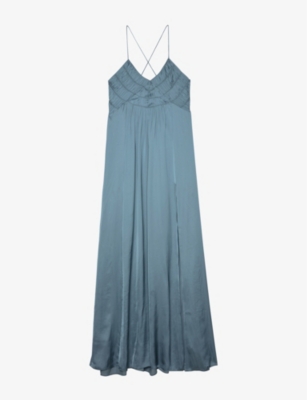 Zadig & Voltaire Flared-detail Sleeveless Midi Dress In Tonnerre