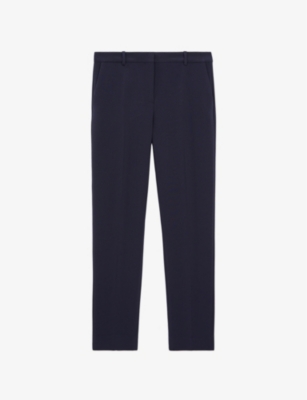 The Kooples Womens Nav03 High-rise Straight-cut Stretch-woven Trousers In Navy