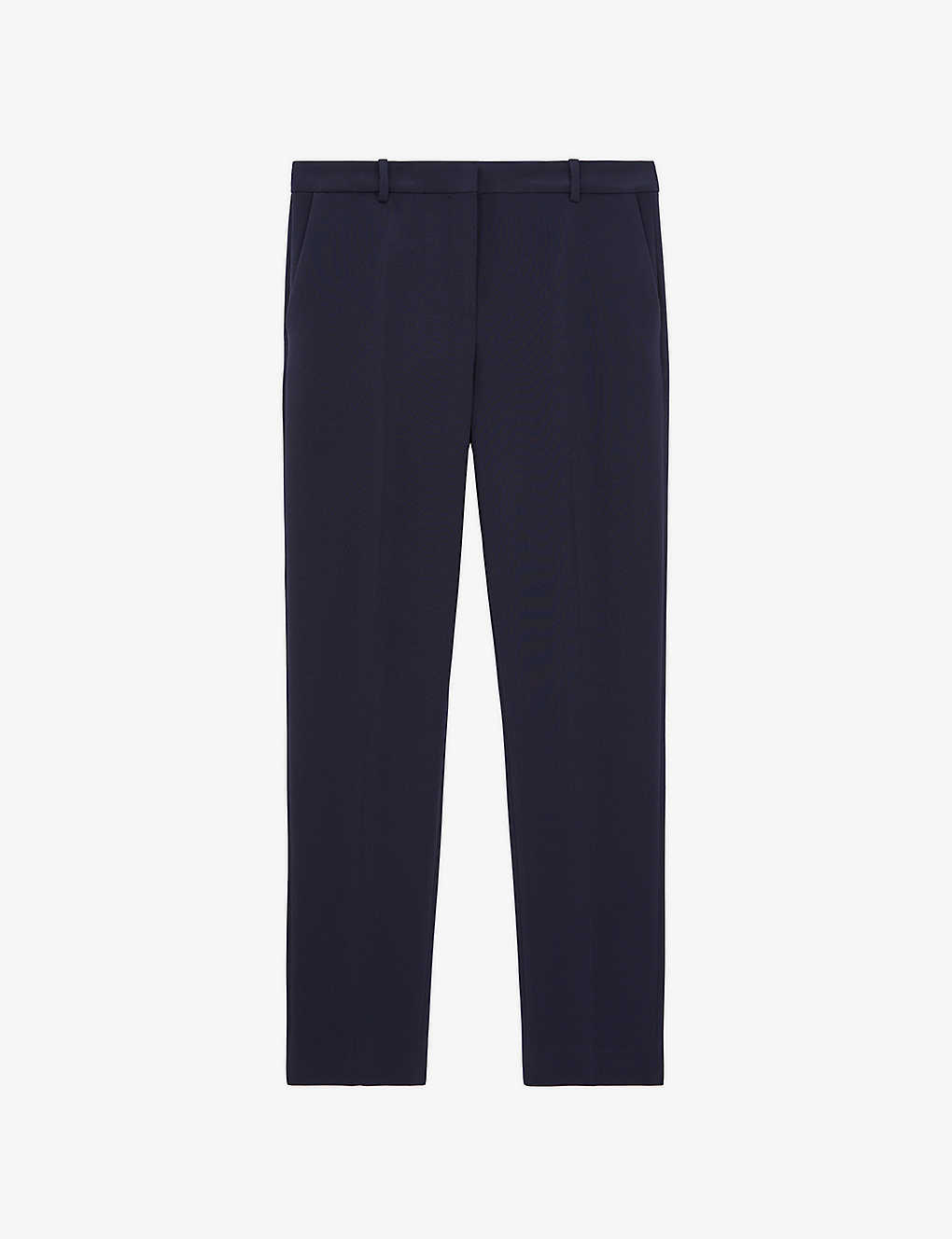 The Kooples Womens Nav03 High-rise Straight-cut Stretch-woven Trousers In Navy