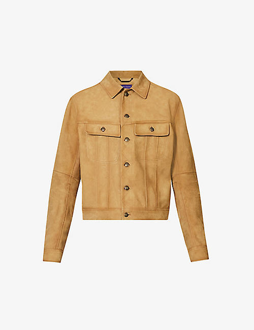 RALPH LAUREN PURPLE LABEL: Clifton straight-point-collar regular-fit suede jacket