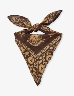 RALPH LAUREN PURPLE LABEL: Floral-print square linen scarf