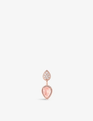 BOUCHERON: Serpent Boheme 18ct rose-gold,0.16ct brilliant-cut diamond and 1.5ct pink quartz earrings