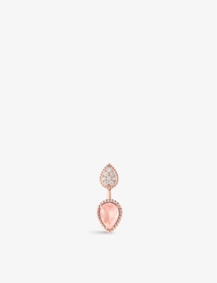 Boucheron Serpent Boheme 18ct Rose-gold,0.16ct Brilliant-cut Diamond And 1.5ct Pink Quartz Earrings In Rose Gold