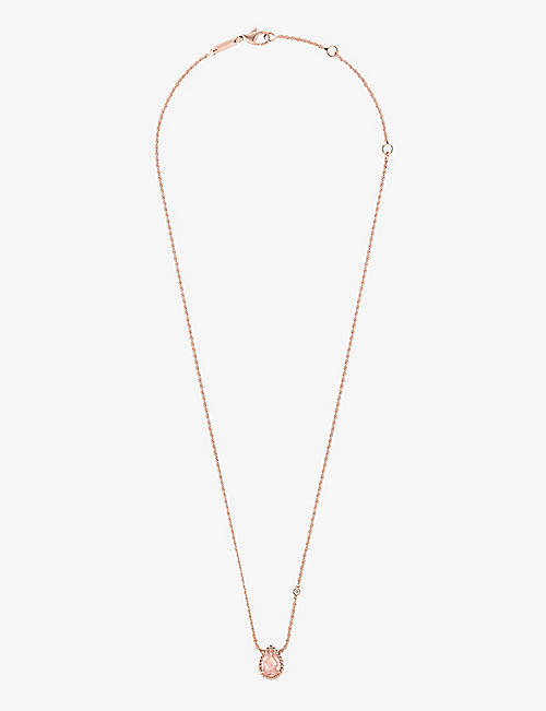 BOUCHERON: Serpent Boheme extra-small 18ct rose-gold, 0.03ct brilliant-cut diamond and 0.77ct pink quartz pendant necklace