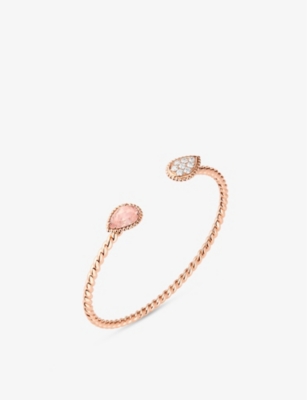 BOUCHERON: Serpent Boheme 18ct rose-gold, 0.33ct brilliant-cut diamond and 1.36ct pink quartz bracelet