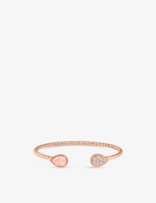 BOUCHERON: Serpent Boheme 18ct rose-gold, 0.33ct brilliant-cut diamond and 1.36ct pink quartz bracelet