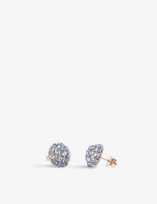 Shop La Maison Couture Ritika Ravi Ivar 18ct Yellow-gold And 7.23ct Rose-cut Sapphire Earrings In Blue