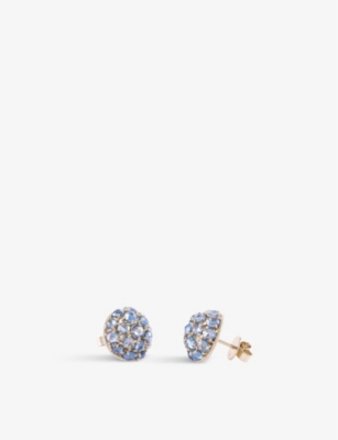 Shop La Maison Couture Ritika Ravi Ivar 18ct Yellow-gold And 7.23ct Rose-cut Sapphire Earrings Blu In Blue