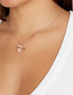 La Maison Couture Womens Pink X Tomasz Donocik Leaf Small Rose-gold Plated Sterling-silver And Cubic In Pink