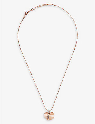 LA MAISON COUTURE: Tomasz Donocik Busia Leaf rose-gold plated sterling silver and cubic zirconia pendant necklace