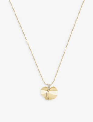 LA MAISON COUTURE: La Maison Couture x Tomasz Donocik Leaf small yellow gold-plated sterling-silver and cubic zirconia pendant necklace