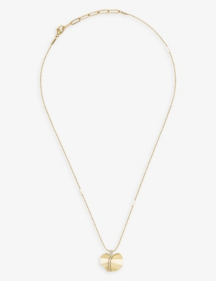 LA MAISON COUTURE: La Maison Couture x Tomasz Donocik Leaf small yellow gold-plated sterling-silver and cubic zirconia pendant necklace