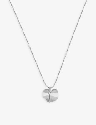 LA MAISON COUTURE: La Maison Couture x Tomasz Donocik Leaf small white gold-plated sterling-silver and cubic zirconia pendant necklace