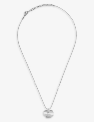 LA MAISON COUTURE: La Maison Couture x Tomasz Donocik Leaf small white gold-plated recycled sterling-silver and cubic zirconia pendant necklace