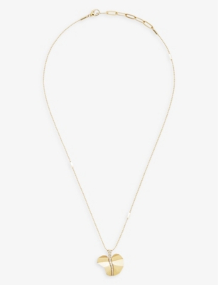 LA MAISON COUTURE: La Maison Couture x Tomasz Donocik Big Leaf yellow gold-plated sterling-silver and cubic zirconia pendant necklace