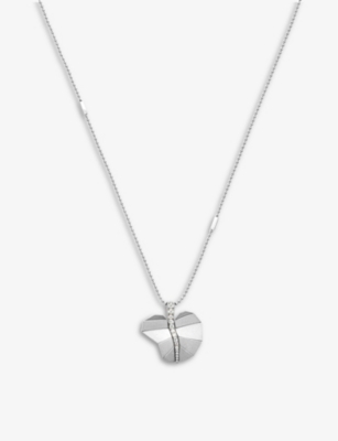 LA MAISON COUTURE: La Maison Couture x Tomasz Donocik Big Leaf white gold-plated sterling-silver and cubic zirconia pendant necklace
