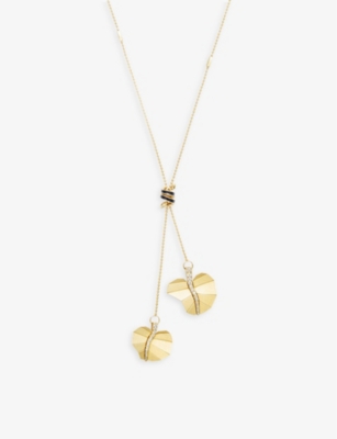 Shop La Maison Couture X Tomasz Donocik Double Leaf Yellow Gold-plated Recycled Sterling-silver, Cubic Zi